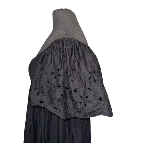 Zara Open Work Embroidered Dress Black Size Small - Picture 2 of 8